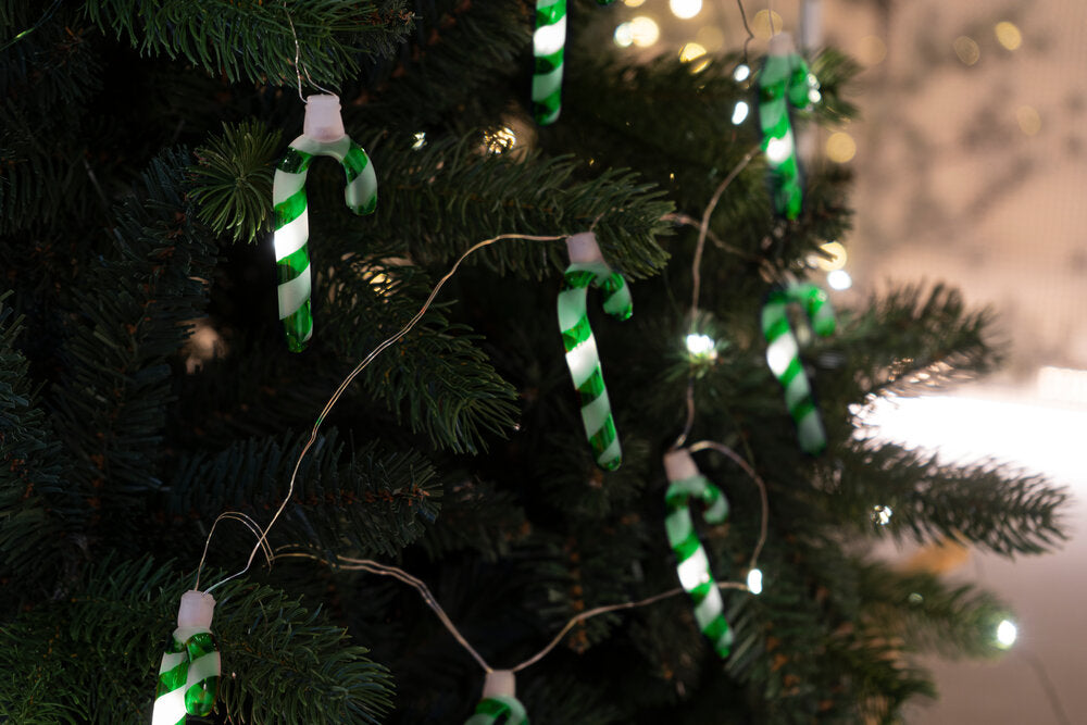 Hannah sukkerstang lyskæde, klar/rød - L1 m